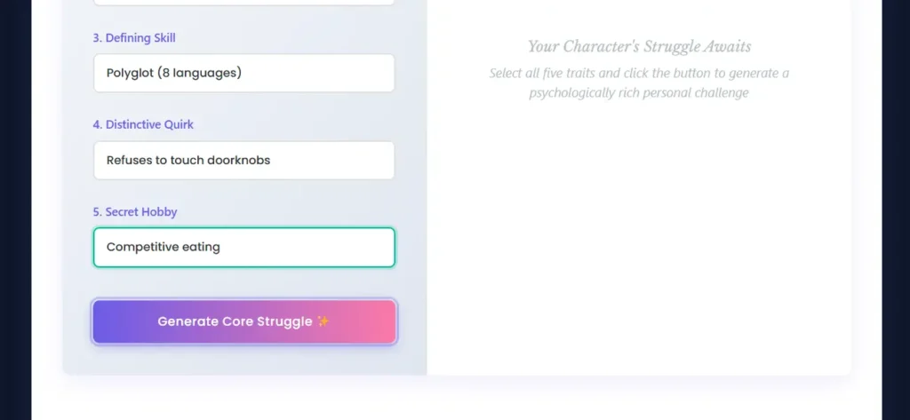Online random character trait generator
