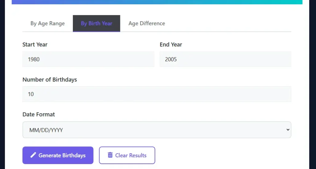 Random Birthday generator by birth year
